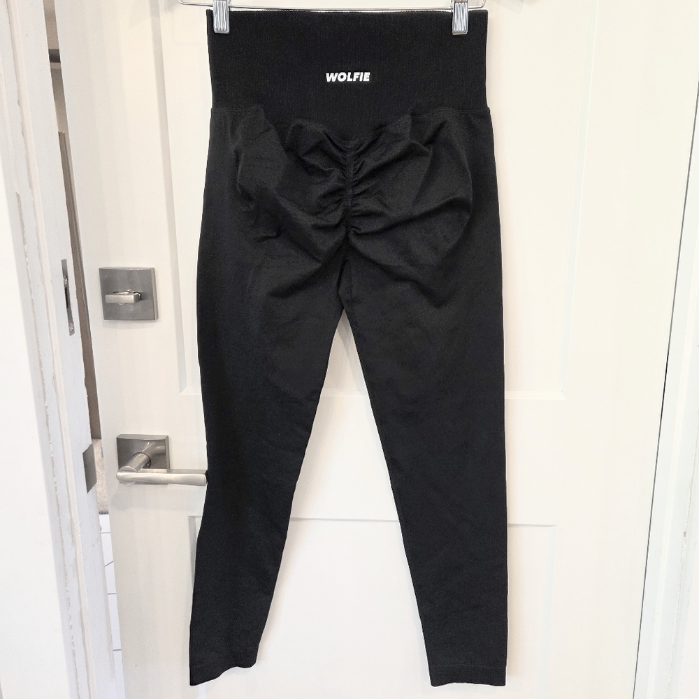 Wolfie Black Scrunch Butt  Leggings High Waisted Gym Yoga Athleisure Athletic XL
